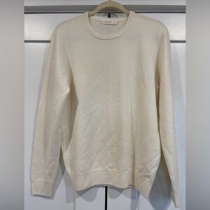 Suitsupply Sweater Mens Large Cream Merino Wool Lightweight Casual Workwear